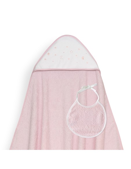 Capa Baño 1X1 Mod Estrellas Lunas Bodoques+Babero Rosa