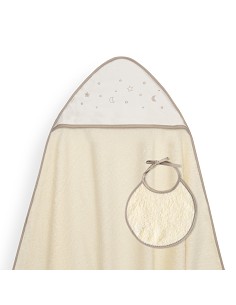 Capa Baño 1X1 Mod Estrellas Lunas Bodoques+Babero Beig