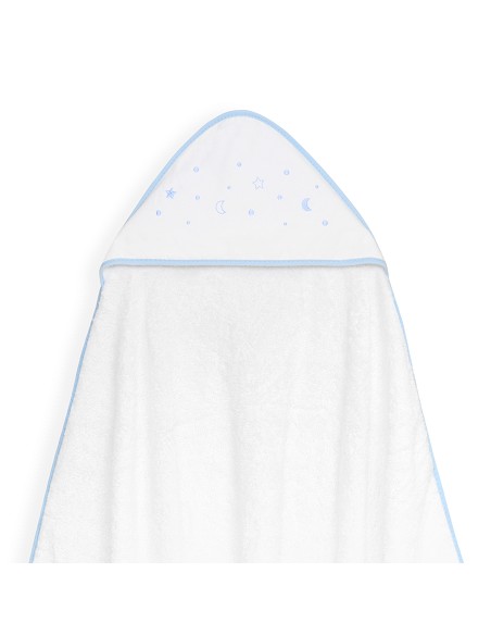 Capa Baño 1X1 Mod Estrellas Lunas Bodoques+Babero Bco/Azul