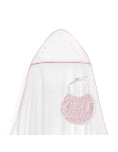 Capa Baño 1X1 Mod Estrellas Lunas Bodoques+Babero Bco/Rosa