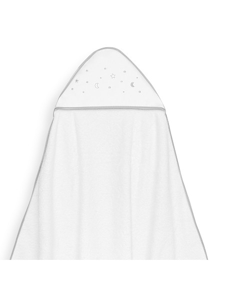 Capa Baño 1X1 Mod Estrellas Lunas Bodoques+Babero Bco/Gris