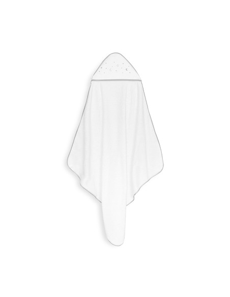 Capa Baño 1X1 Mod Estrellas Lunas Bodoques+Babero Bco/Gris