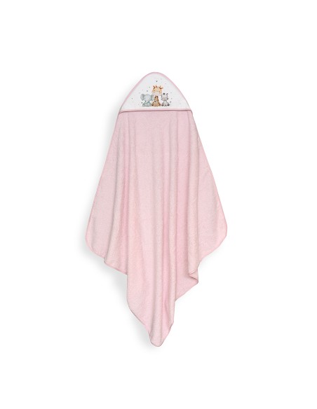 Capa Baño 1X1 Mod Jirafa Elefante Estampado+Babero Rosa