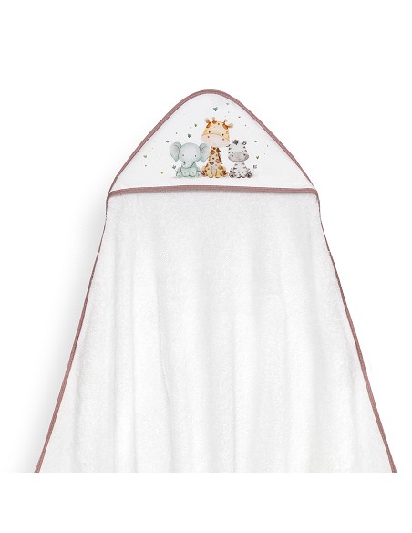 Capa Baño 1X1 Mod Jirafa Elefante Estampado+Babero Bco/Maquillaje