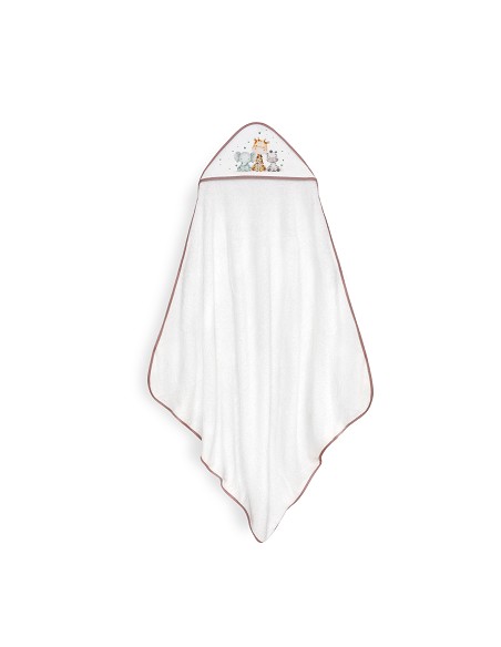 Capa Baño 1X1 Mod Jirafa Elefante Estampado+Babero Bco/Maquillaje