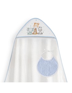 Capa Baño 1X1 Mod Jirafa Elefante Estampado+Babero Bco/Azul