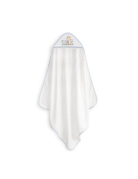 Capa Baño 1X1 Mod Jirafa Elefante Estampado+Babero Bco/Azul