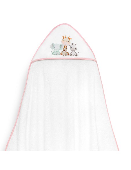 Capa Baño 1X1 Mod Jirafa Elefante Estampado+Babero Bco/Rosa