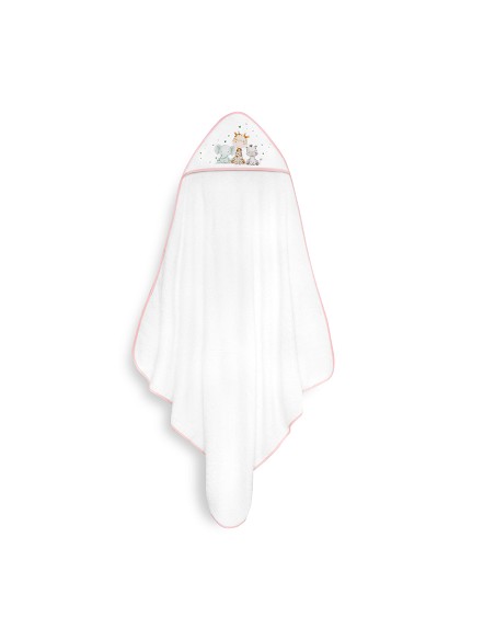 Capa Baño 1X1 Mod Jirafa Elefante Estampado+Babero Bco/Rosa