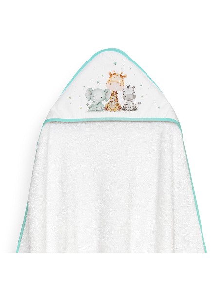 Capa Baño 1X1 Mod Jirafa Elefante Estampado+Babero Bco/Verde