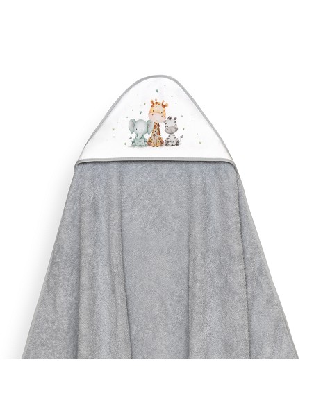 Capa Baño 1X1 Mod Jirafa Elefante Estampado+Babero Gris