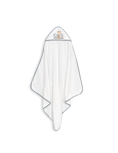 Capa Baño 1X1 Mod Jirafa Elefante Estampado+Babero Bco/Petroleo