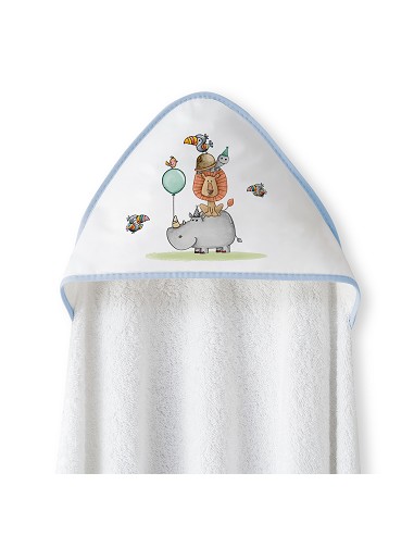 Capa Baño 1X1 Mod Rino-Leon Estampado Bco/Azul