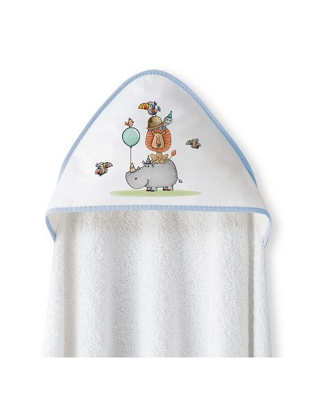 Capa Baño 1X1 Mod Rino-Leon Estampado Bco/Azul