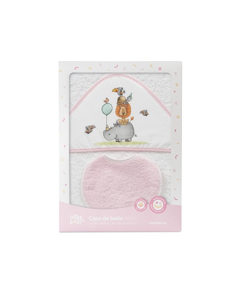 Capa Baño 1X1 Mod Rino-Leon Estampado Bco/Rosa