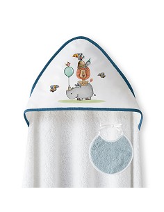 Capa Baño 1X1 Mod Rino-Leon Estampado Bco/Petroleo