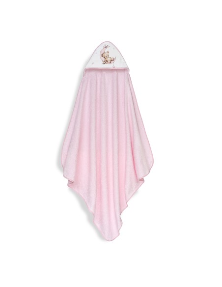 Capa Baño 1X1 Mod Estampado Oso Luna Estrellas+Gorro Rosa