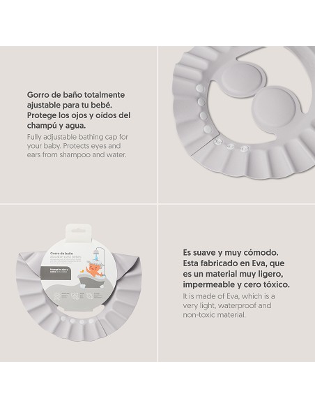 Capa Baño 1X1 Mod Estampado Oso Luna Estrellas+Gorro Gris