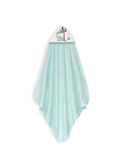Capa Baño 1X1 Mod Estampado Dinosaurio Palmera+Gorro Verde
