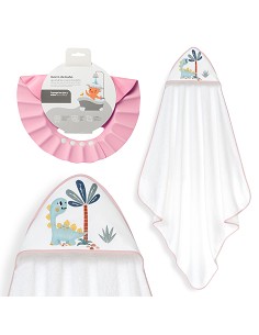 Capa Baño 1X1 Mod Estampado Dinosaurio Palmera+Gorro...