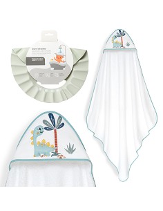 Capa Baño 1X1 Mod Estampado Dinosaurio Palmera+Gorro...