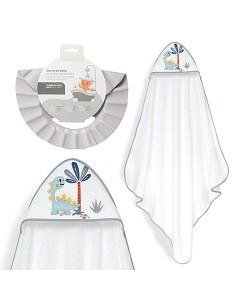 Capa Baño 1X1 Mod Estampado Dinosaurio Palmera+Gorro...