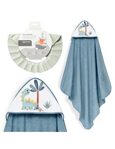 Capa Baño 1X1 Mod Estampado Dinosaurio Palmera+Gorro...