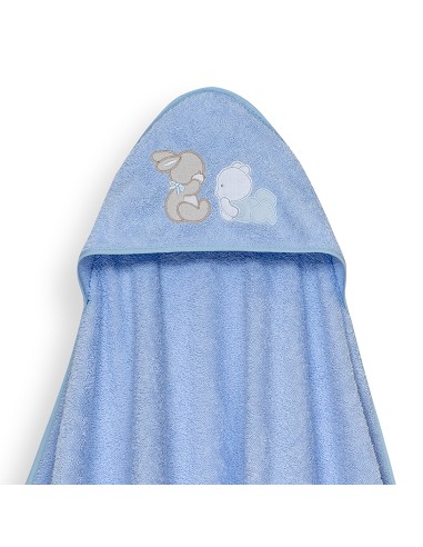 Capa Baño 1X1 Mod Oso Tumbado Conejito+Gorro Azul