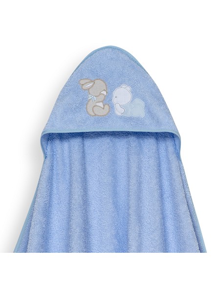 Capa Baño 1X1 Mod Oso Tumbado Conejito+Gorro Azul