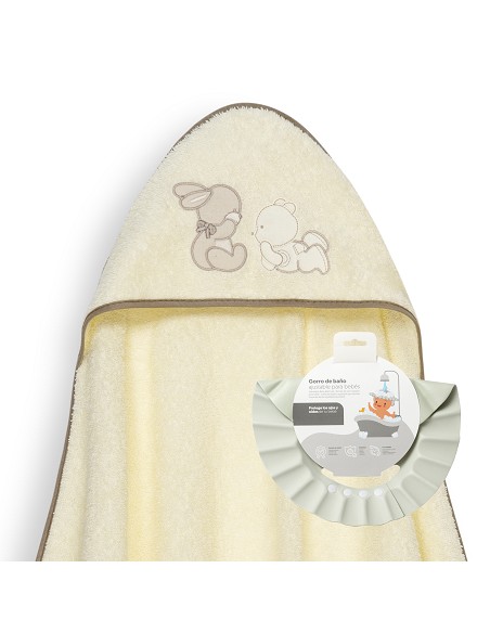 Capa Baño 1X1 Mod Oso Tumbado Conejito+Gorro Rosa