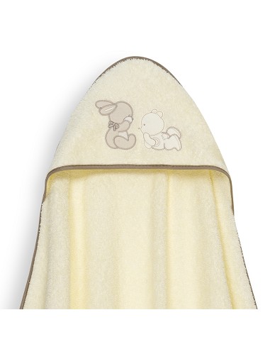 Capa Baño 1X1 Mod Oso Tumbado Conejito+Gorro Beig
