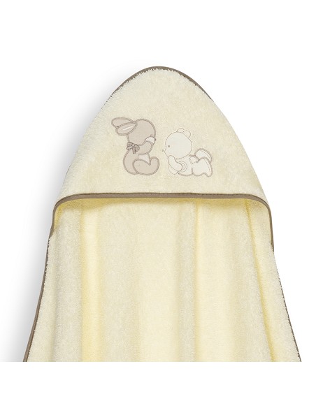 Capa Baño 1X1 Mod Oso Tumbado Conejito+Gorro Beig