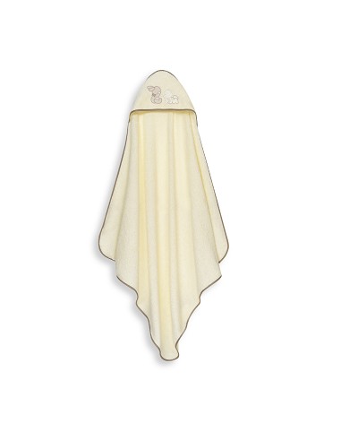 Capa Baño 1X1 Mod Oso Tumbado Conejito+Gorro Beig