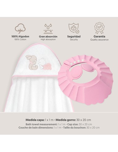 Capa Baño 1X1 Mod Oso Tumbado Conejito+Gorro...