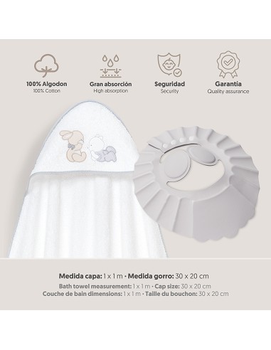 Capa Baño 1X1 Mod Oso Tumbado Conejito+Gorro...