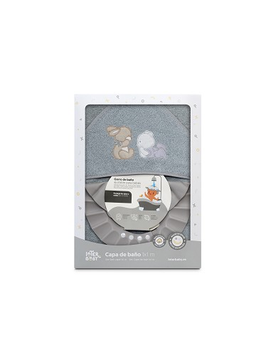 Capa Baño 1X1 Mod Oso Tumbado Conejito+Gorro Gris