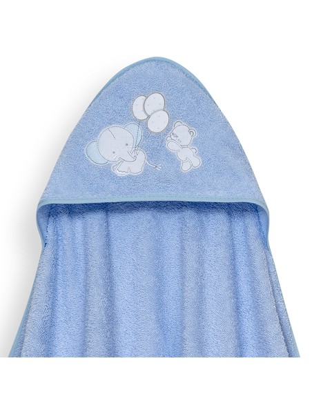 Capa Baño 1X1 Mod Oso Elefante Globos+Gorro Azul