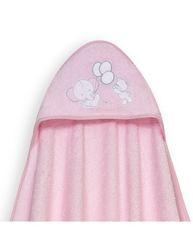 Capa Baño 1X1 Mod Oso Elefante Globos+Gorro Rosa