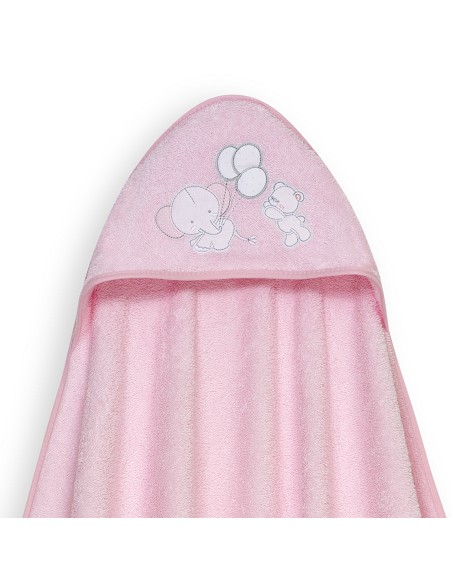Capa Baño 1X1 Mod Oso Elefante Globos+Gorro Rosa
