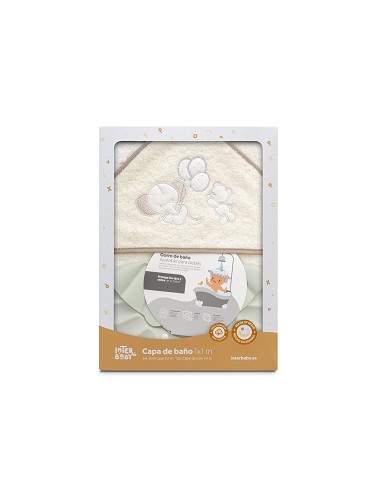 Capa Baño 1X1 Mod Oso Elefante Globos+Gorro Beig