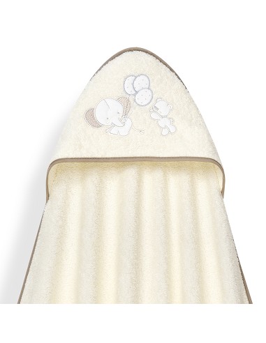 Capa Baño 1X1 Mod Oso Elefante Globos+Gorro Beig