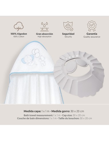 Capa Baño 1X1 Mod Oso Elefante Globos+Gorro...