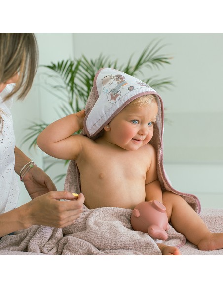 Capa Baño 1X1 Mod Oso Elefante Globos+Gorro Bco/Azul