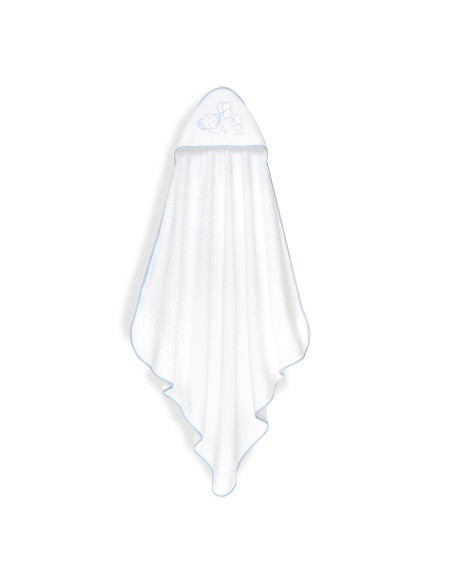 Capa Baño 1X1 Mod Oso Elefante Globos+Gorro Bco/Azul