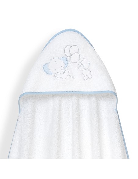 Capa Baño 1X1 Mod Oso Elefante Globos+Gorro Bco/Azul
