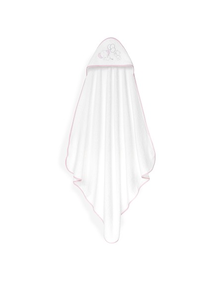 Capa Baño 1X1 Mod Oso Elefante Globos+Gorro Bco/Rosa
