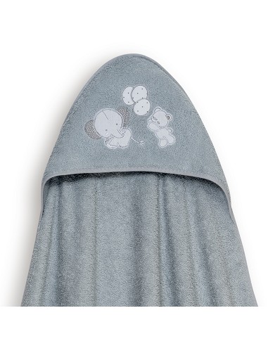Capa Baño 1X1 Mod Oso Elefante Globos+Gorro Gris