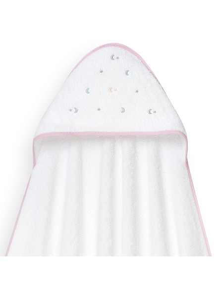 Capa Baño 1X1 Mod Estrella Luna Multicolor+Gorro Bco/Rosa