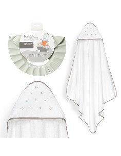 Capa Baño 1X1 Mod Estrella Luna Multicolor+Gorro Bco/Beig
