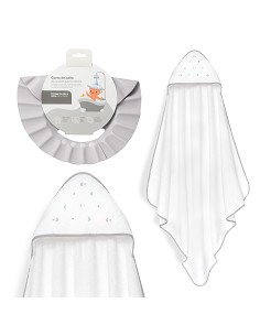 Capa Baño 1X1 Mod Estrella Luna Multicolor+Gorro Bco/Gris